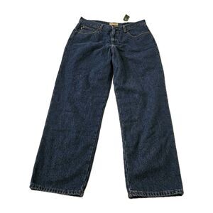 LL Bean Jeans Mens 34 x 29 Blue Double L Relaxed Fit Plaid Flannel Lined NWT